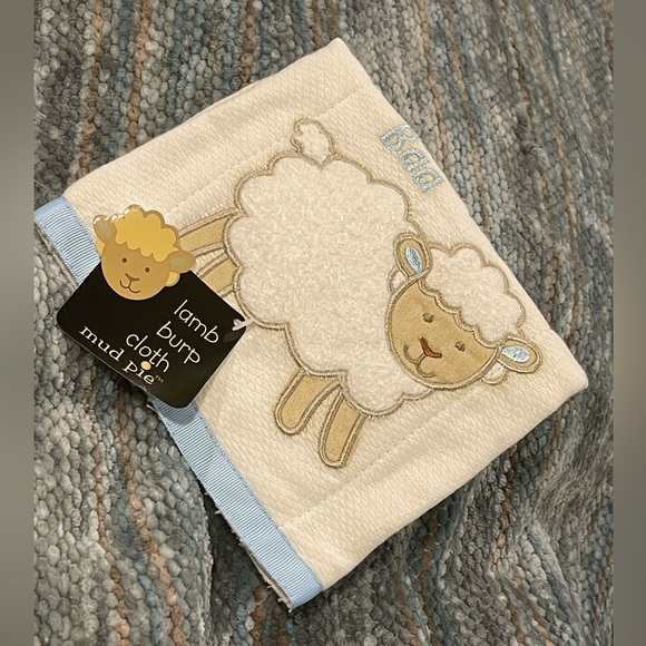 Mud Pie - Lamb Burp Pad Baby Burp Pad Little Lamb - Picture 2 of 4